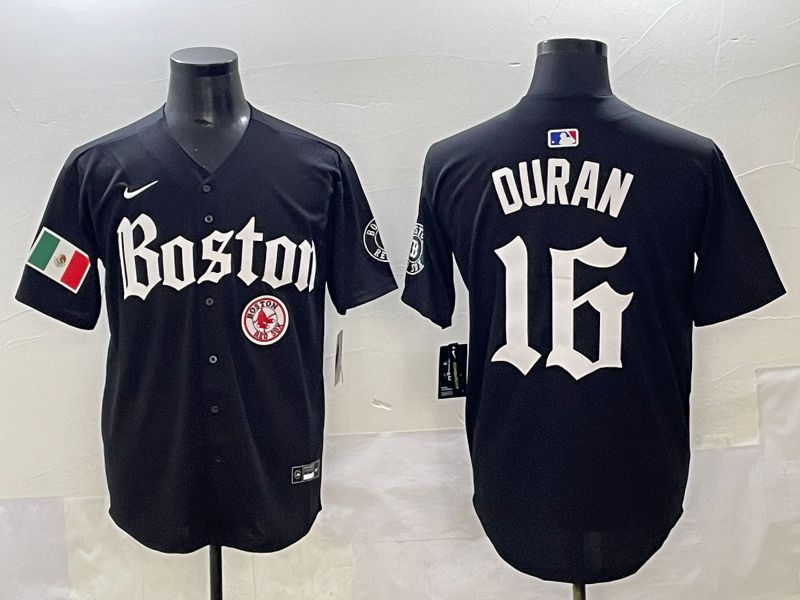Men 2025 Boston Red Sox 16 Duran Black Five generations Joint Name Nike MLB Jersey style 19